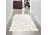 Tappeto Da Salotto Moderno Con Elegante Motivo A Cerchi In Color Crema Dimensioni - 80 X 150 Cm