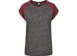 Urban Classics - Maglietta Donna Maniche Raglan TN770 (Xs) (Antracite/Rosso)