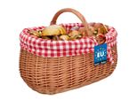 Kotarbau® Cestino Da Picnic In Vimini 46 Cm Colore Naturale Cestino Per La Spesa Con Inserto In Tessuto A Quadri Rossi Cestino Pasquale Cestino Regalo Vuoto Cestino Regalo In Vimini Con Manico Cestino Da Picnic Intrecciato Per Funghi Ovale