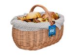 Kotarbau® Cestino Da Picnic In Vimini 47 Cm Colore Naturale Cestino Per La Spesa Con Inserto In Tessuto Grigio Cestino Pasquale Cestino Regalo Vuoto Cestino Regalo In Vimini Con Manico Cestino Da Picnic Intrecciato Per Funghi Ovale Pasquale