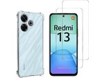 Custodia Antiurto Per Xiaomi Redmi 13 E 2 Protezioni Per Lo Schermo In Vetro Temperato Phonillico