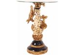 Casa Padrino Tavolino Barocco Leopardato Con Piano In Vetro H. 51,5 Cm - Mobili Barocchi