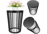 Kadax Portafiori Bifacciale 54 Cm Nero + Piano D'appoggio Nero
