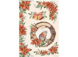 Stamperia A4 Carta Di Riso Carta Da Decoupage Artigianale, Gatto All Around Christmas Garlanda
