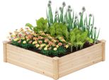 Costway Fioriera Rialzata In Legno, Fioriera Quadrata, Letto Da Giardino Con Base Aperta, Letto Per Piante, Letto Per Erbe Aromatiche In Legno Di Abete, 102X102X30 Cm, Natura
