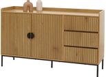 Credenza HWC-O39, Credenza Cassettiera, 3 Cassetti 2 Ante, Legno Melaminico 80X130X42Cm ~ Naturale