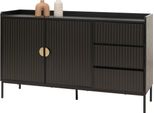 Credenza HWC-O39, Credenza Cassettiera, 3 Cassetti 2 Ante, Legno Melaminico 80X130X42Cm ~ Effetto Legno Nero