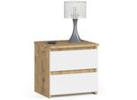 Comò CL2 40 Cm Rovere Artisan Bianco Con 2 Cassetti E Bordo Abs