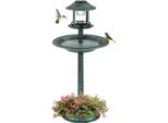 Costway Mangiatoia Per Uccelli Con Luce Solare, Vaso Per Fiori, Mangiatoia Per Uccelli E Supporto, Mangiatoia Per Uccelli Retro, Vasca Per Uccelli, Ø50X107Cm Verde