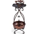 Costway Vasca Per Uccelli Con Luce Solare, Vasca Per Uccelli Con Fioriera, Con Loto Decorativo E Foglie, Uccelli Selvatici Da Giardino 79 Cm Di Altezza In Bronzo
