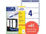 Avery Etichette Per Cartelle - Etichette Per Cartelle - Bianco - 61 X 192 Mm - 400 Pezzi (100 Fogli X 4) (L4761-100)