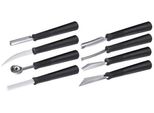 Set Di 8 Coltelli Da Intaglio In Acciaio Inossidabile 18/0 Extra-Temprato, Manici In Polipropilene Nero Di Alta Qualità, Lavabili In Lavastoviglie, Lunghezza Delle Lame Circa 5 Cm, Con Acciaino Per Affilare, Per Guarnire E Decorare Frutta E Verdura In Modo Creativo, Di Alta Qualità