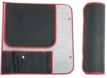 Borsa Arrotolabile Per Coltelli Senza Coltelli Per 6 Pezzi In Pelle Finta Nera A Base Di Tessuto Con Bordo Rosso E Due Bottoni A Pressione, Per Coltelli Fino A Max. 40 Cm Di Lunghezza, Per Il Montaggio Autonomo