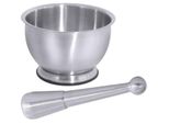 Mortaio Con Pestello, Acciaio Inox, Opaco, Ø11 Cm, Altezza 8 Cm, 0,25 Kg