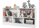 Costway Armadio Portagiochi In Legno Per Bambini, Con 2 Scomparti Grandi E 3 Piccoli, Aperto, Per Giocattoli, Bambole E Libri, 111 X 30 X 61,5 Cm, Bianco