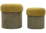 Set Pouf Contenitore Aspen Verde 2 Pezzi Ø42X44Cm Ø35X37Cm Velluto Poliestere