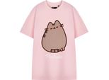 Pusheen - T-Shirt Da Donna A Manica Corta NS8967 (S) (Rosa/Marrone)