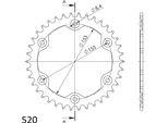 Supersprox Alu-Kettenrad 520 - 38Z (Arancione) RAL-612:38-ORG|ID 153,0 Lk 155,0 6-Loch
