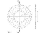 Supersprox Alu-Kettenrad 520 - 47Z (Rot) RAL-486:47-RED|ID 110,0 Lk 130,0 6-Loch