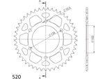 Supersprox Alu-Kettenrad 520 - 45Z (Rot) RAL-401:45-RED|ID 102,0 Lk 135,0 6-Loch