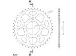 Supersprox Alu-Kettenrad 520 - 40Z (Nero) RAL-728:40-BLK|ID 70,0 Lk 100,0 5-Loch