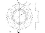 Pignone Supersprox In Alluminio 525 - 47T (Nero) RAL-1304:47-BLK|ID 112,0 Lk 138,0 5 Fori/5 Fori