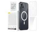 Phone Case Baseus Magnetic Crystal Clear For Iphone 13 (Transparent) With All-Tempered-Glass Screen Protector And Cleaning Kit