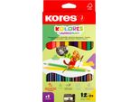 Kores BB93252 Matite Colorate Kores Kolores Jumbo Duo, Confezione Da 12 Pezzi