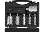 Succebuy Set Di Frese Anulari, 6 Pezzi Per Punte Magnetiche Con Codolo Weldon, Profondità Di Taglio Di 2 Pollici, Diametro Da 1 A 2 Pollici, M2AL Hss, Incl. 2 Perni Di Guida E Valigetta Per Punte Magnetiche
