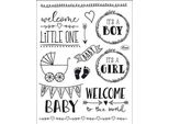 Viva Decor Set Di Francobolli Trasparenti Timbri Motivo Timbri Trasparenti - Ciao Bambino, Carrozzina