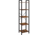 In And Outdoormatch Libreria Charlene - Scaffale Portaoggetti - 5 Ripiani - Scaffali Aperti - Ufficio - Soggiorno - Camera Da Letto - 40 X 30 X 146 Cm - Marrone Vintage/Nero
