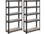 In And Outdoormatch Scaffale In Piedi Giovanna - Libreria - Scaffale Portaoggetti - 5 Ripiani - 150 X 75 X 30 Cm - Ripiani Regolabili - Stile Industriale - Nero-Vintage-Marrone