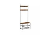 In And Outdoormatch Appendiabiti Vesta - Con Porta Scarpe - Grigio - 9 Ganci - Appendiabiti Da Parete - Industriale - 183Cm