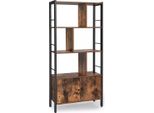 In And Outdoormatch Libreria Maurice - Industriale - 4 Ripiani - Marrone - Libreria - Soggiorno, Camera Da Letto E Camera Dei Bambini - Legno - Mdf
