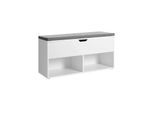 In And Outdoormatch Panca Per Scarpe Jorge - Panca - 2 Vani Aperti - 1 Vano Chiuso Sotto Il Coperchio - Scarpiera - Seduta Imbottita - Corridoio - Camera Da Letto - Ingresso - 100 X 30 X 48 Cm - Bianco