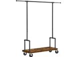 In And Outdoormatch Appendiabiti Jovany - Su Rotelle - Appendiabiti - Estensibile - Con Ripiano E Rotelle - Design Industriale - Vintage Marrone/Nero