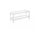 In And Outdoormatch Panca Per Scarpe Werner - Legno Bianco 2 Livelli - Spazio Di Archiviazione - Panca Da Corridoio - 70X26X33Cm