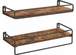 In And Outdoormatch Scaffale A Muro Shaniya - Set Di 2 - Galleggiante - Scaffale A Muro - Scaffale Da Parete - Scaffale Per Foto - Marrone - 40X15Cm