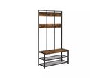 In And Outdoormatch Appendiabiti Liliane - Con Scarpiera - Appendiabiti A Muro - Industriale - Con Ripiano - Appendiabiti - 100X40X184Cm
