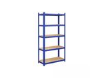 In And Outdoormatch Scaffale Theron - Scaffale Per Carichi Pesanti - Set Di 2 - 180 X 90 X 40 Cm - Portata Fino A 875 Kg - Scaffale - Scaffale A Innesto - Struttura In Acciaio Rinforzato - 5 Ripiani Regolabili - Blu