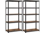 In And Outdoormatch Jakayla - Scaffale Per Magazzini - Set Di 2 - 40 X 90 X 180 Cm - Portata Fino A 875 Kg - Scaffale - Scaffale Senza Viti - Struttura In Acciaio Rinforzato - 5 Ripiani Regolabili - Nero