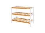 In And Outdoormatch Panca Per Scarpe Dena - Legno Bianco - Spazio Di Archiviazione - Panca Per Corridoio - 70X55X26Cm
