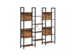 In And Outdoormatch Libreria Izaiah - Industriale - 13 Ripiani - Marrone - Libreria - Soggiorno, Camera Da Letto E Camera Dei Bambini - Legno - Mdf