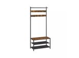 In And Outdoormatch Appendiabiti Samara - Con Scarpiera - 9 Ganci - Appendiabiti Da Parete - Industriale - Con Ripiano - Appendiabiti - 180Cm