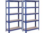 In And Outdoormatch Bizu Shelf Giovanny - Set Di 2 - Ripiano Portaoggetti - Metallo - Portata 130 Kg - Regolabile - 30 X 75 X 150 Cm - Blu