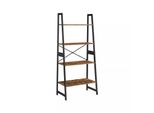 In And Outdoormatch Bookshelf Tony - Scaffale A Scala - 4 Livelli - Scaffale In Piedi - Bambù - Vintage - Marrone Nero