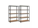 In And Outdoormatch Scaffale Fidel - 60 X 120 X 200 Cm - Set Di 2 - Scaffale Di Stoccaggio - Metallo - Portata 875 Kg - 5 Livelli Regolabili