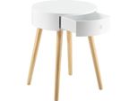 In And Outdoorcomodino Roderick - 50X38X38 Cm - Con 1 Cassetto - Bianco - Mdf E Pino - Design Moderno