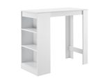 In And Outdoormatch Tavolo Bar Darryl - Con 3 Ripiani - 110X50X103 Cm - Bianco - Truciolato - Design Moderno