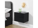 In And Outdoormatch Comodino Galleggiante Valentina - 30 X 40 X 29 Cm - Con 2 Cassetti - Nero - Truciolato - Look Elegante